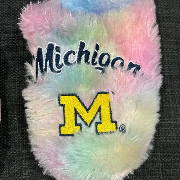 Michigan University Wolverines 5/6 L FOCO Youth Rainbow Slip On Slippers Slide - Picture 3 of 6